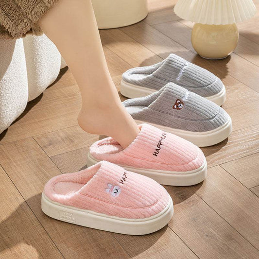 Cute Rabbit Slippers Winter Warm Home Shoes Non Slip Plush Bedroom Slippers - Here2Save