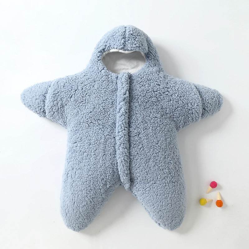 Baby Starfish Lamb Velvet Sleeping Bag Comfortable Newborn Baby Male And Female Baby Outing Winter Quilt Plus Cotton Thickening - Here2Save