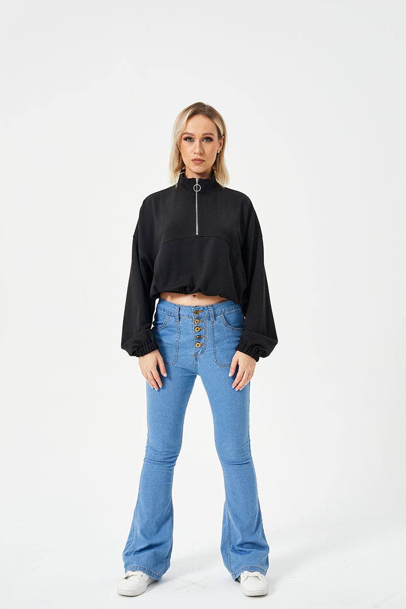 Women's Loose Casual Half Zipper Sweatshirt - Here2Save