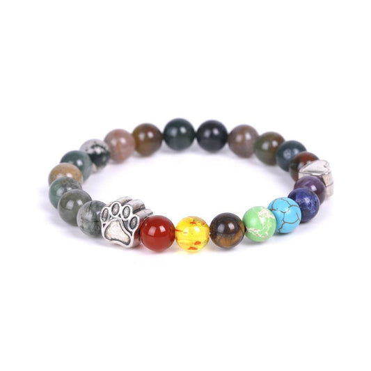 White Point Blue Love Small Peach Heart Colorful Natural Stone Bracelet - Here2Save