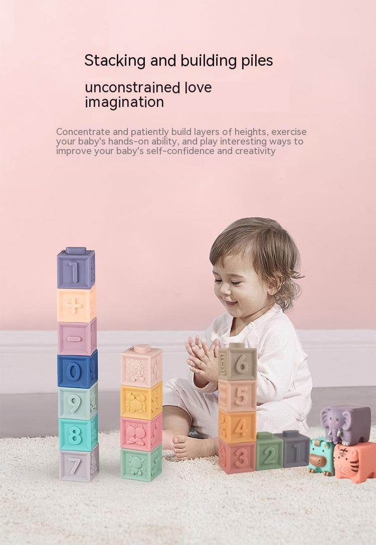 Large Particle Soft Rubber Animal Digital Matching Bath Squeeze And Sound Building Blocks Jenga Toys - Here2Save