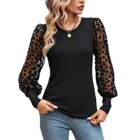 Slim-fit Color Matching Long-sleeved Top - Here2Save