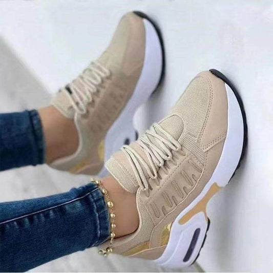 Lace Up Sneakers Women Wedge Heel Running Sports Shoes - Here2Save