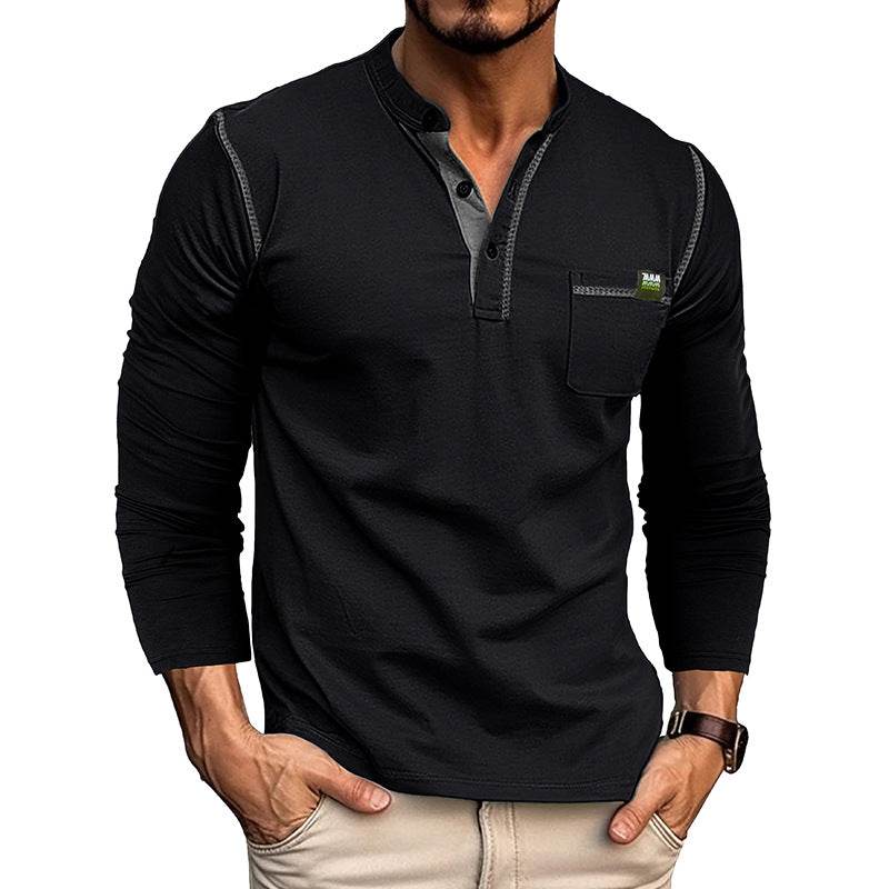 Men's Long Sleeve Color Matching Shirt - Here2Save