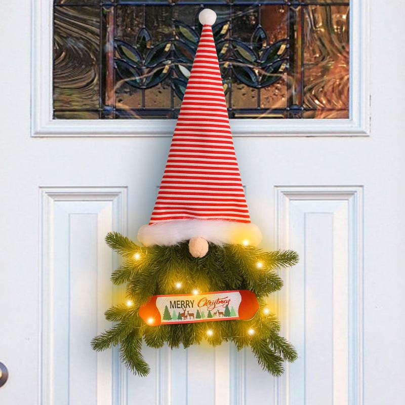 Glowing Christmas Wreath Upside Down Tree Stripes A Tall Hat - Here2Save