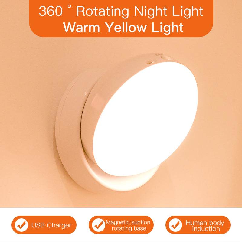 Rotating Human Body Sensor Light Corridor Garage Light Wardrobe Light Motion Sensor Night Light - Here2Save