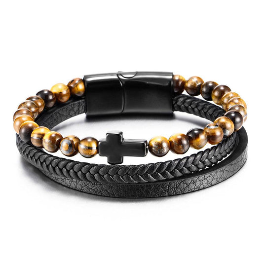 Cross Multi-layer Stainless Steel Men's Bracelet - Here2Save