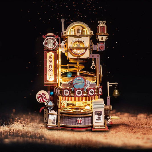 Robotime ROKR DIY Chocolate Factory 3D Wooden Puzzle Assembly Marble Run Toy Gift For Children Teens LGA02 - Here2Save