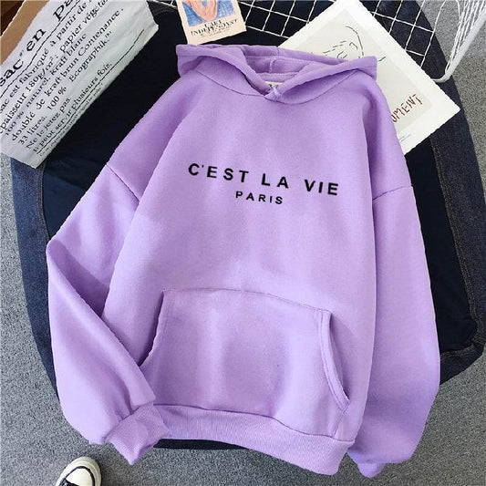 Loose Hooded Sweater Student Hoodie With Letter Print Sports Tops - Here2Save