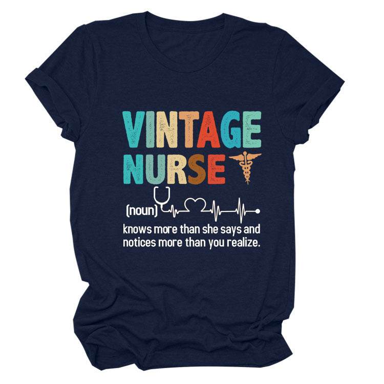 Letter Printed Women's Round Neck Short Sleeves - Here2Save