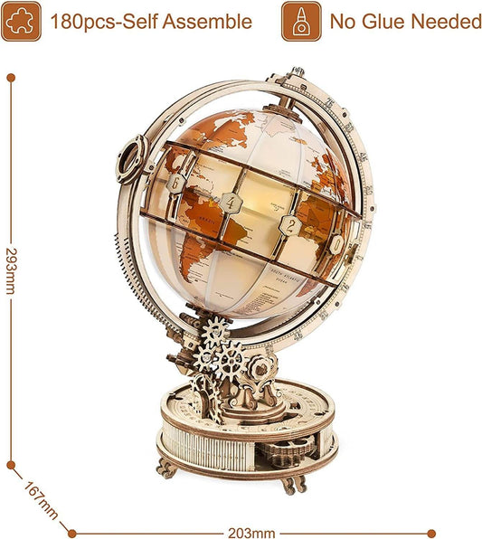 Rokr Luminous Globe 3D Wooden Hot Selling 180PCS Model Building Block Kits Toy - Here2Save