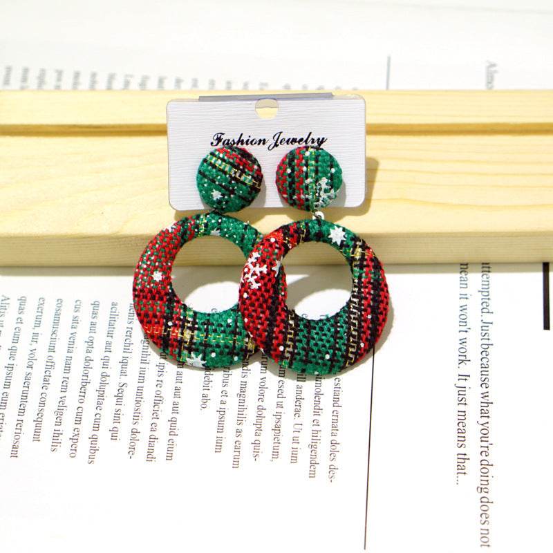 Women's Fashion Personality Geometry Round Christmas Earrings - Here2Save