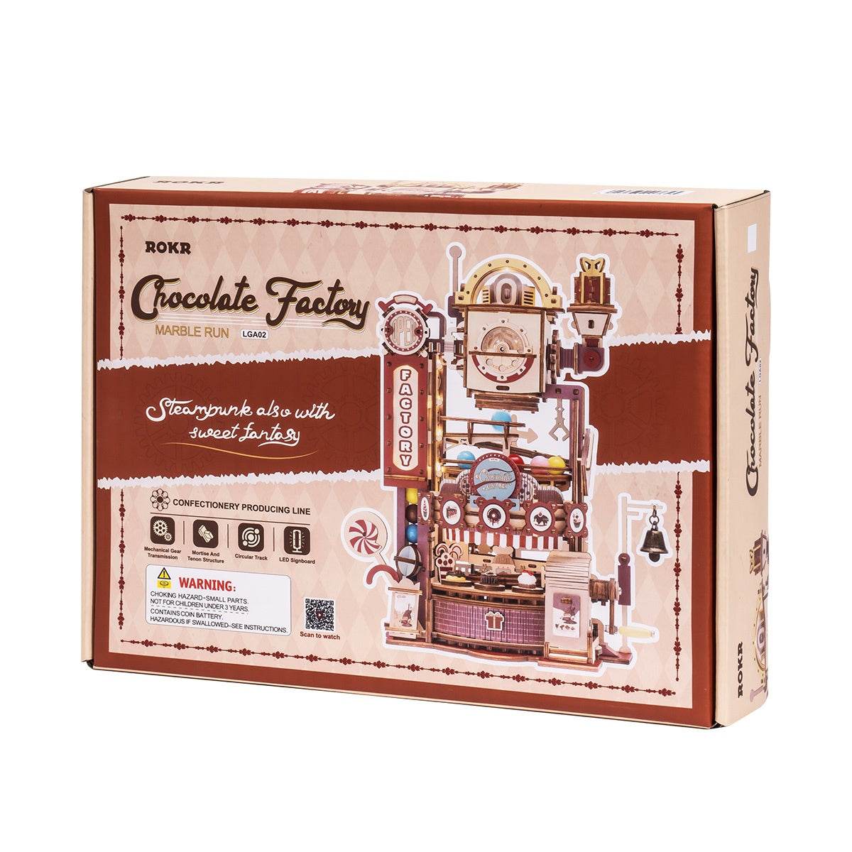 Robotime ROKR DIY Chocolate Factory 3D Wooden Puzzle Assembly Marble Run Toy Gift For Children Teens LGA02 - Here2Save