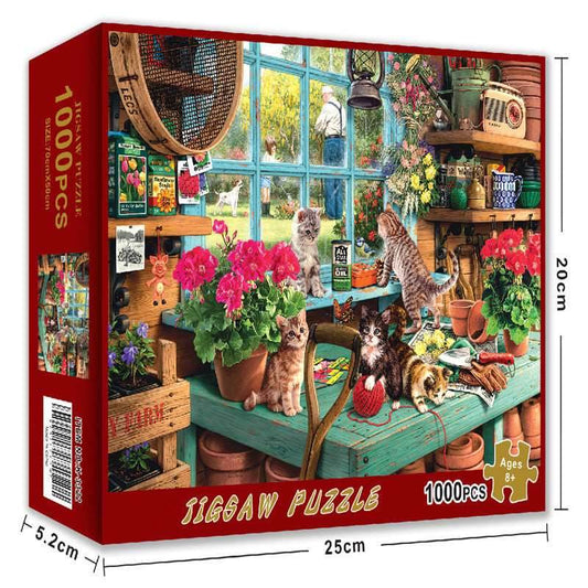 1000 piece windowsill cat puzzle - Here2Save
