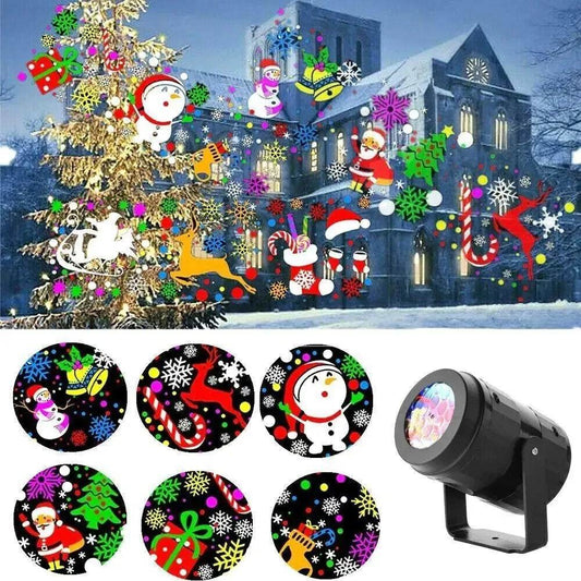 Christmas Party Lights Snowflake Projector Light Led Stage Light Rotating Xmas Pattern Outdoor Holiday Lighting Garden Christmas Decor - Here2Save