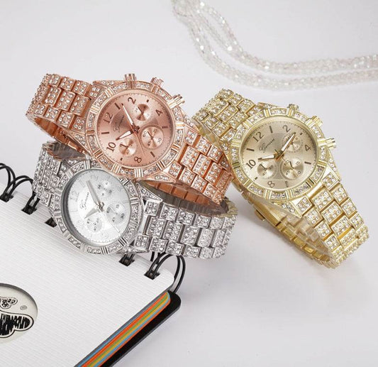 Women Crystal Quartz Analog Wrist Watch Fashion Stainless Steel Geneva Luxury Reloj Hombre Montre Femme Sport Watches - Here2Save