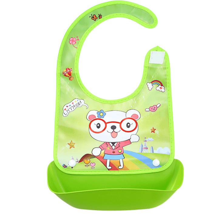 Cartoon baby PVC three-dimensional bib Increase baby bib Waterproof silicone children's dinner pocket - Here2Save