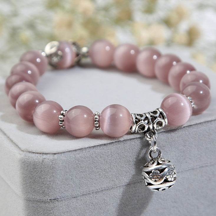 Natural opal beads bracelets crystal fashion women bracelet vintage stainless steel braceletes for women - Here2Save