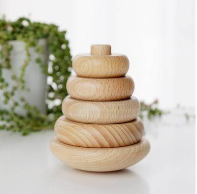 Children's Puzzle Wooden Folding Music Set Column, Rainbow Tower Ring, Large Early Childhood Education Toy Wood - Here2Save