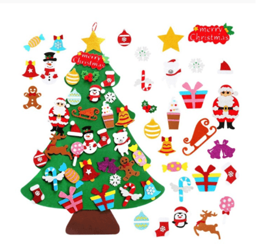 DIY Felt Christmas Tree New Year Toddler Kids Handmade Gift Toys Door Wall Hanging Ornaments Holiday Party Home Decor Set - Here2Save