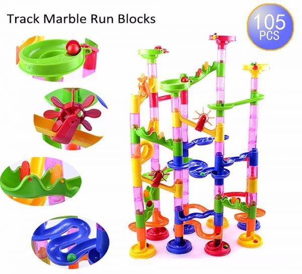 DIY Construction Marble Race Run Maze Balls Track plastic house Building Blocks - Here2Save