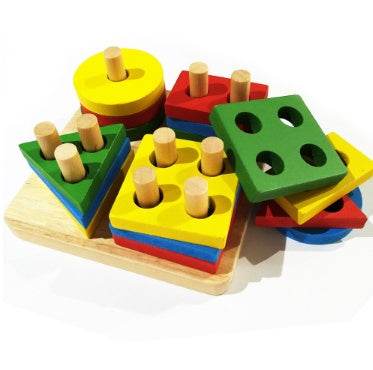 Baby Game Toys Wooden Puzzle Educational Toy Geometric shapes Game Toys Stick Baby Kid Children Intelligence Puzzle for Kid - Here2Save