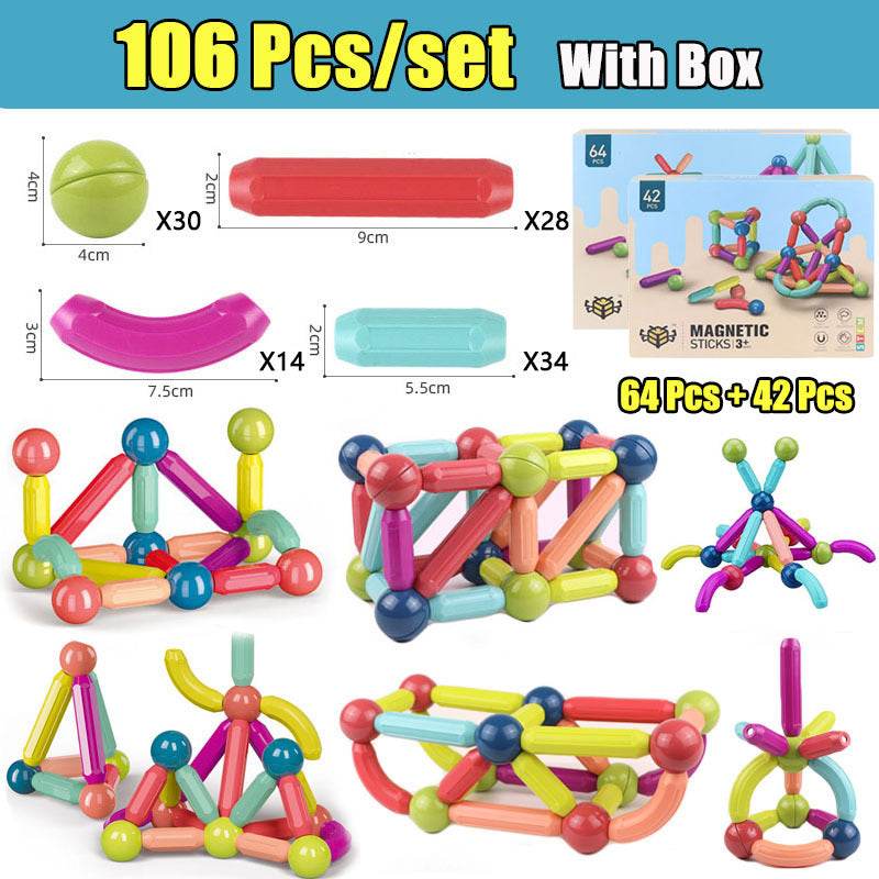 Big Size DIY Magnetic Construction Set Early Learning Constructor Variety Magnetic Rod Building Blocks For Children Toys Gift - Here2Save