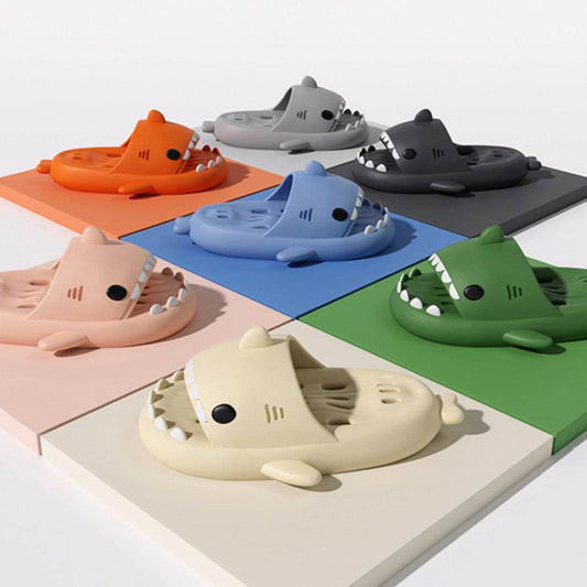 Shark Slippers With Drain Holes Shower Shoes For Women Quick Drying Eva Pool Shark Slides Beach Sandals With Drain Holes - Here2Save