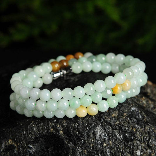 Light Green Yellow Jade Bead Necklace Women - Here2Save