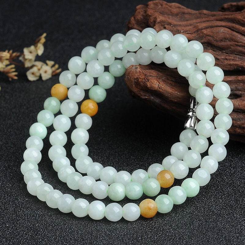 Light Green Yellow Jade Bead Necklace Women - Here2Save