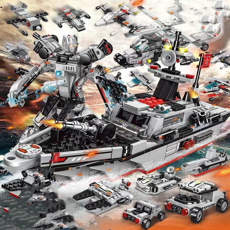 Building Blocks Aircraft Carrier Military Battleship Boy Puzzle Assembly Toy - Here2Save