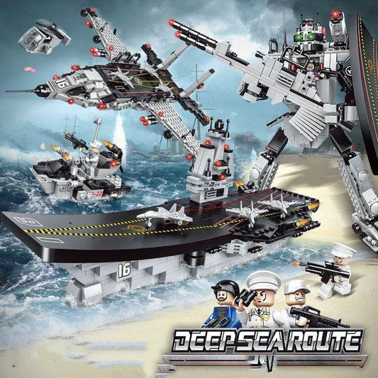 Building Blocks Aircraft Carrier Military Battleship Boy Puzzle Assembly Toy - Here2Save