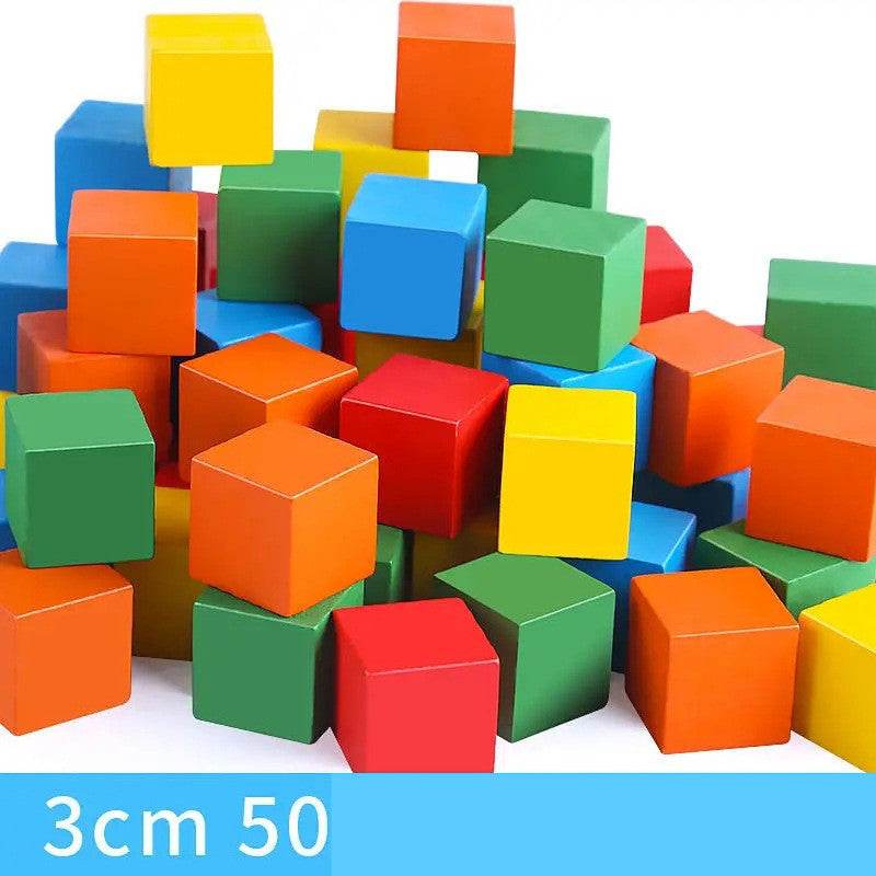 Cube Building Block Mathematics Teaching Aid Set Wood Square Puzzle Small - Here2Save