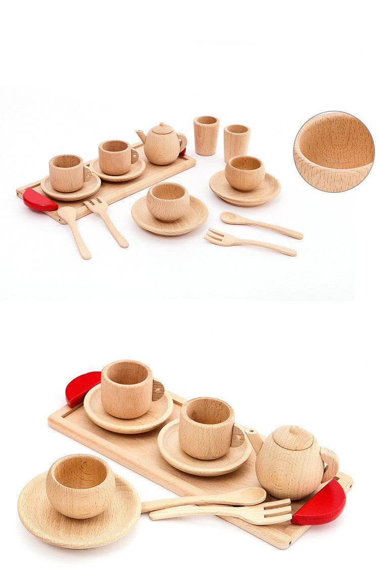 Gift Set Girl Play House Tableware Solid Wood Without Paint Simulation Kitchen Cooking Tableware Toy Beech Wood - Here2Save