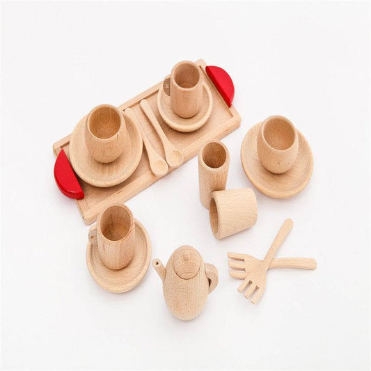 Gift Set Girl Play House Tableware Solid Wood Without Paint Simulation Kitchen Cooking Tableware Toy Beech Wood - Here2Save