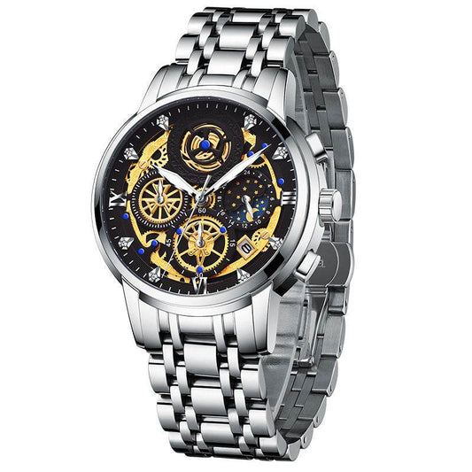New Fashion Mens Watch Stainless Steel Top Brand Luxury Waterproof Sports Chronograph Quartz Mens Relogio Masculino - Here2Save