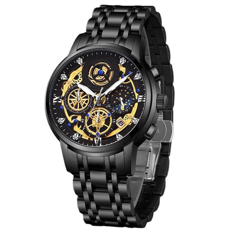 New Fashion Mens Watch Stainless Steel Top Brand Luxury Waterproof Sports Chronograph Quartz Mens Relogio Masculino - Here2Save