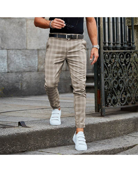 Plaid Print Pants Men's Casual Trousers Loose And Thin - Here2Save