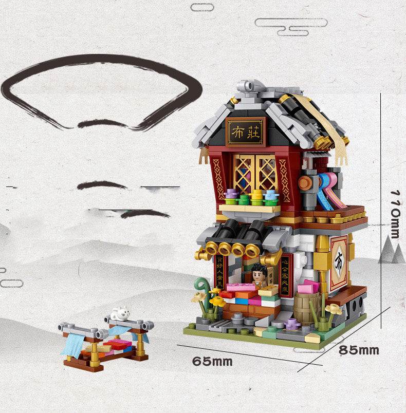 Loz Building Blocks China Street Siheyuan Assembled Building Blocks Street View Building Blocks Children'S Educational Toys Medicine Shop - Here2Save