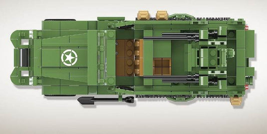 Half-Track Quadruple Anti-Aircraft Vehicle Model Children Assembling Building Block Toys - Here2Save