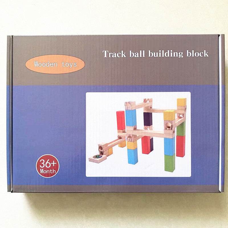 Children's Educational Parent-child Ball Track Slide Blocks Stacking High Marbles To Build Wooden Toys - Here2Save