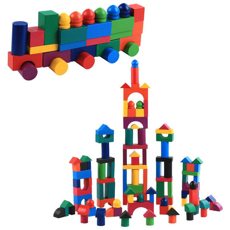 Wooden Grains Color Building Blocks Kindergarten Children Early Childhood Parenting Toy For Kids - Here2Save