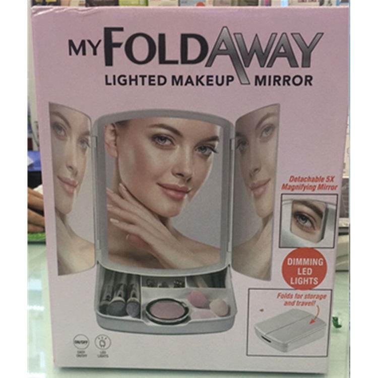 Beauty Vanity Mirror Luminous Three Folding Makeup Mirror Desktop Mirror - Here2Save