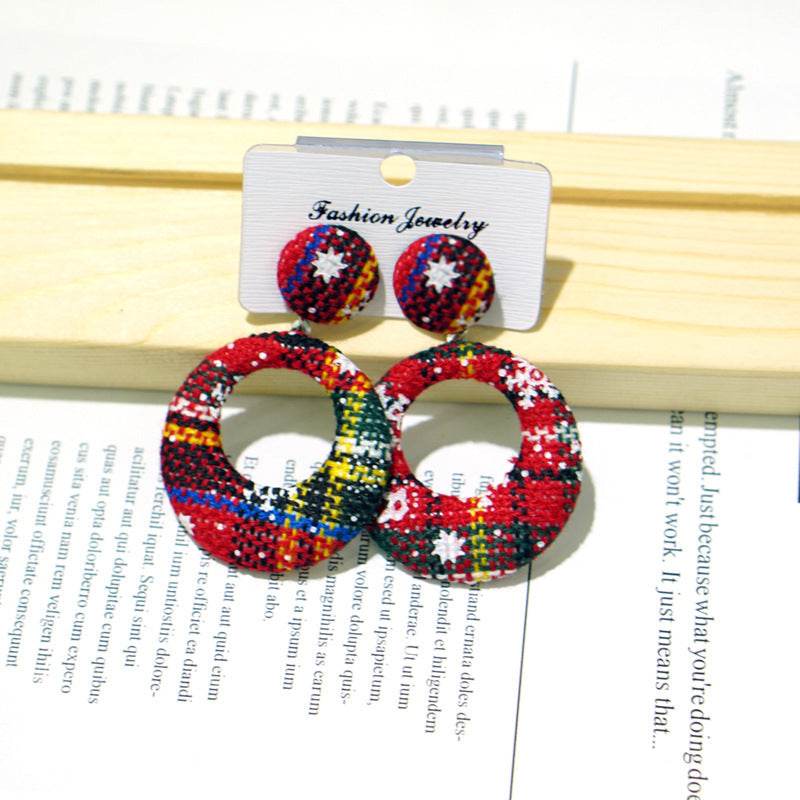 Women's Fashion Personality Geometry Round Christmas Earrings - Here2Save
