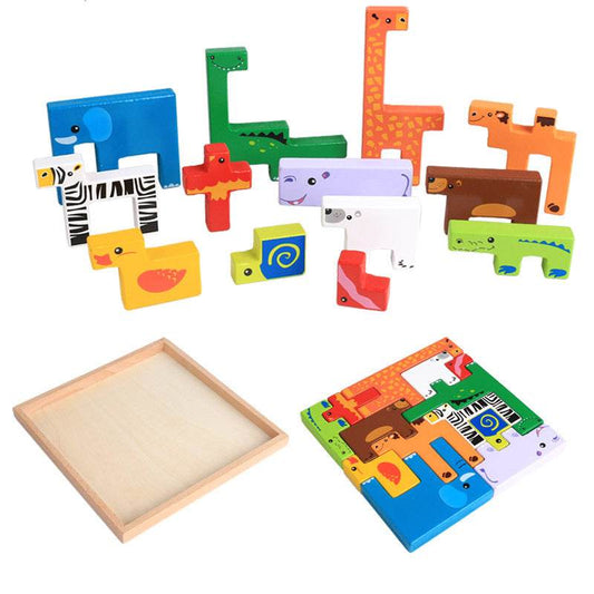 High Quality Baby Wooden Toys 3D Blocks Animal Building Blocks Stack Blocks Beech Wood Creative Children Birthday Christmas Gift - Here2Save