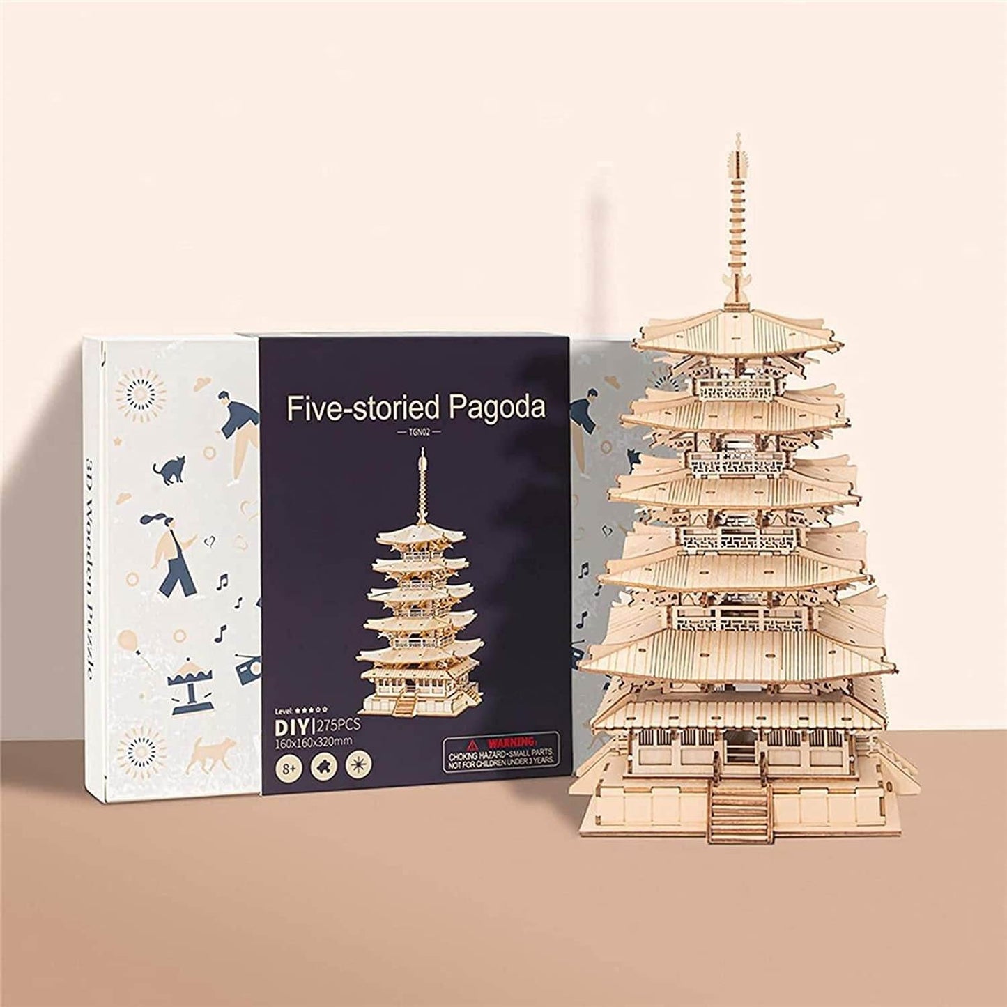 Robotime Five-storied Pagoda 3D Wooden Puzzle Toys For Children Kids Birthday Gift TGN02 - Here2Save