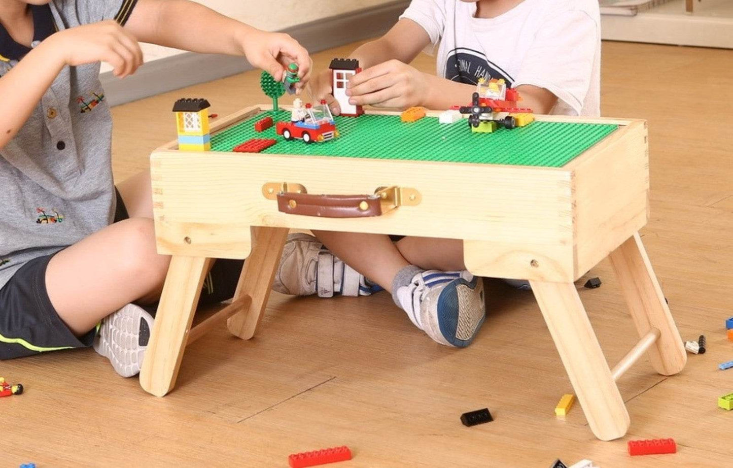 Block compatible Storage Play Table folding Custom Made Wooden Chalkboard Kids Children - Here2Save