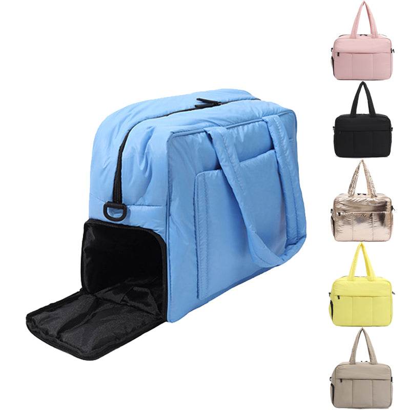 Down Handbags Winter Travel Duffle Bag With Shoes Compartment Portable Sports Yoga Gym Fitness Shoulder Bags For Weekender Overnight Tote Women - Here2Save