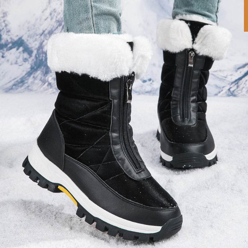Women's Snow Boots Lightweight Platform Zipper Ankle Boots Winter Keep Warm Plush Shoes Outdoor Thickened High-top Plus Velvet Shoes - Here2Save