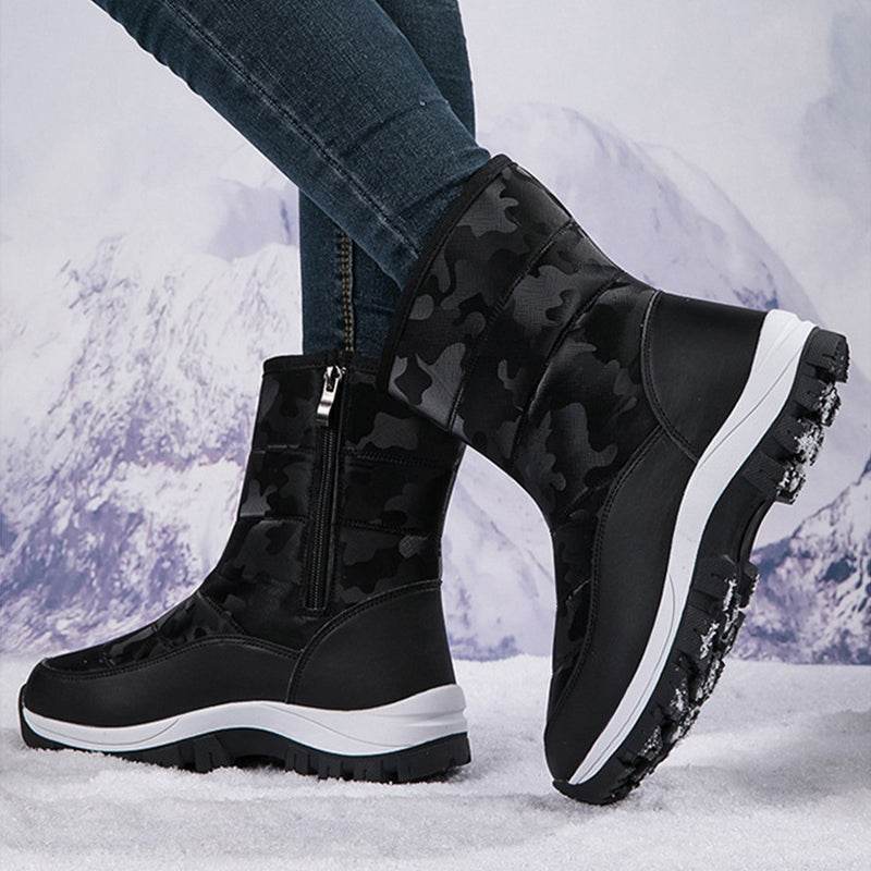 Winter Snow Boots For Women Outdoor Thickened High-top Plus Velvet Shoes Fashion Platform Ankle Boots Keep Warm Plush Shoes - Here2Save